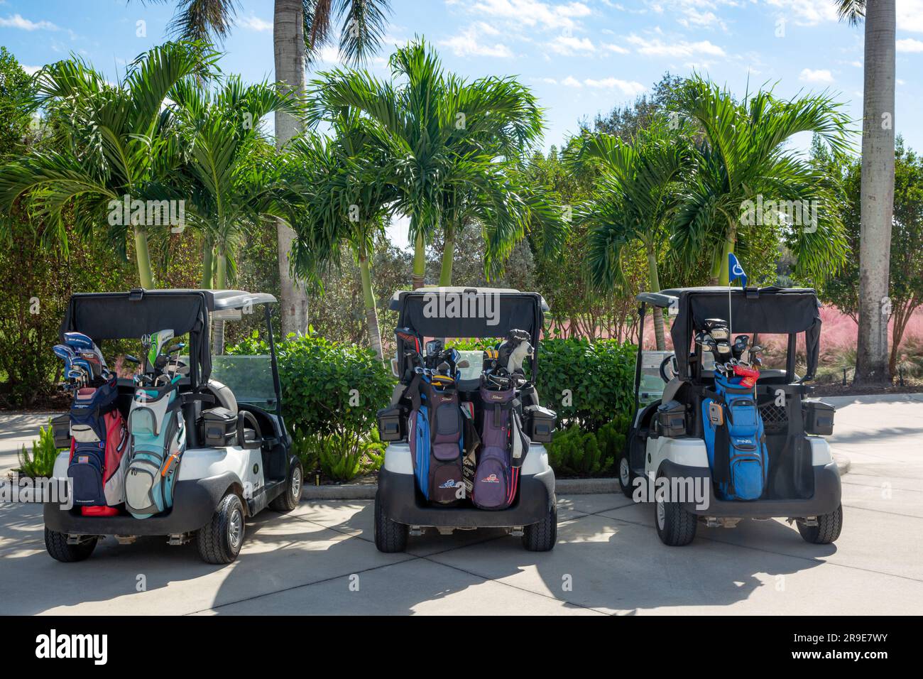 Vorbereitung auf Golfturnier, Quail Creek Country Club, Naples, Florida, USA Stockfoto