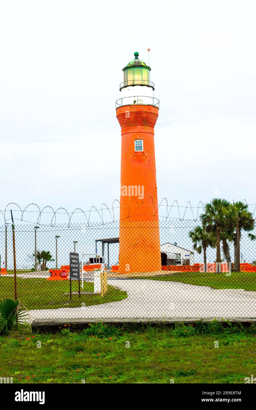 Das St. Johns River Light ist ein stillgelegter Leuchtturm in Jacksonville, Florida, USA, der sich in der Nähe der St. Johns River. Ein Leuchtturm ist Stru Stockfoto
