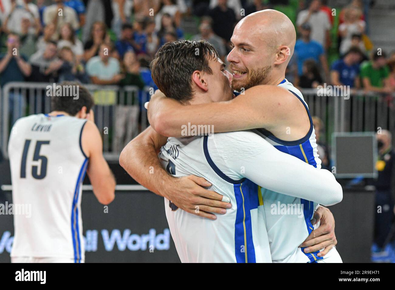 Simone Gianelli und Riccardo Sbertoli (Italien). Volleyball-Weltmeisterschaft 2022. Viertelfinale Stockfoto