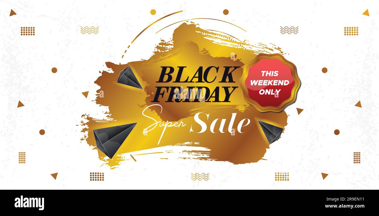 Black Friday Super Sale-Banner. Webbanner für Black friday-Angebote. Black-friday-Verkaufsposten. Rabattvorlage für Mega-Werbeaktion. Banner für Black-Friday-Angebote Stock Vektor