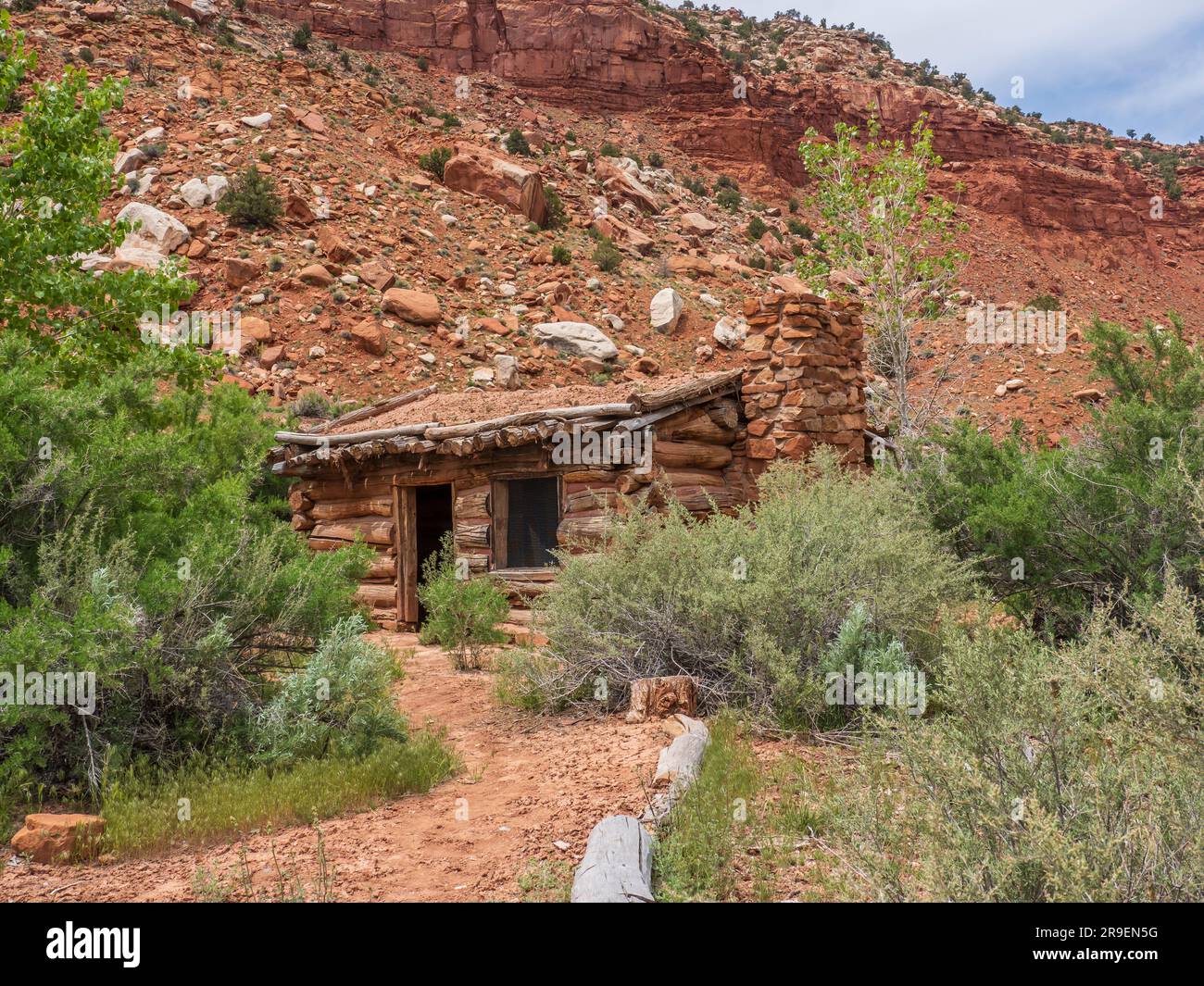 Frank Watsons Hütte, Hackberry Canyon, Grand Staircase-Escalante National Monument, Cannonville, Utah. Stockfoto