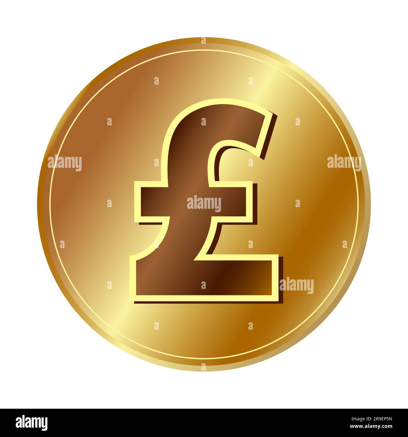 Goldenes Pfund Sterling Symbol Goldenes Münzsymbol Gelddesign Währungsschild in Gold Vektor-Illustration isoliert auf weißem Hintergrund Stock Vektor