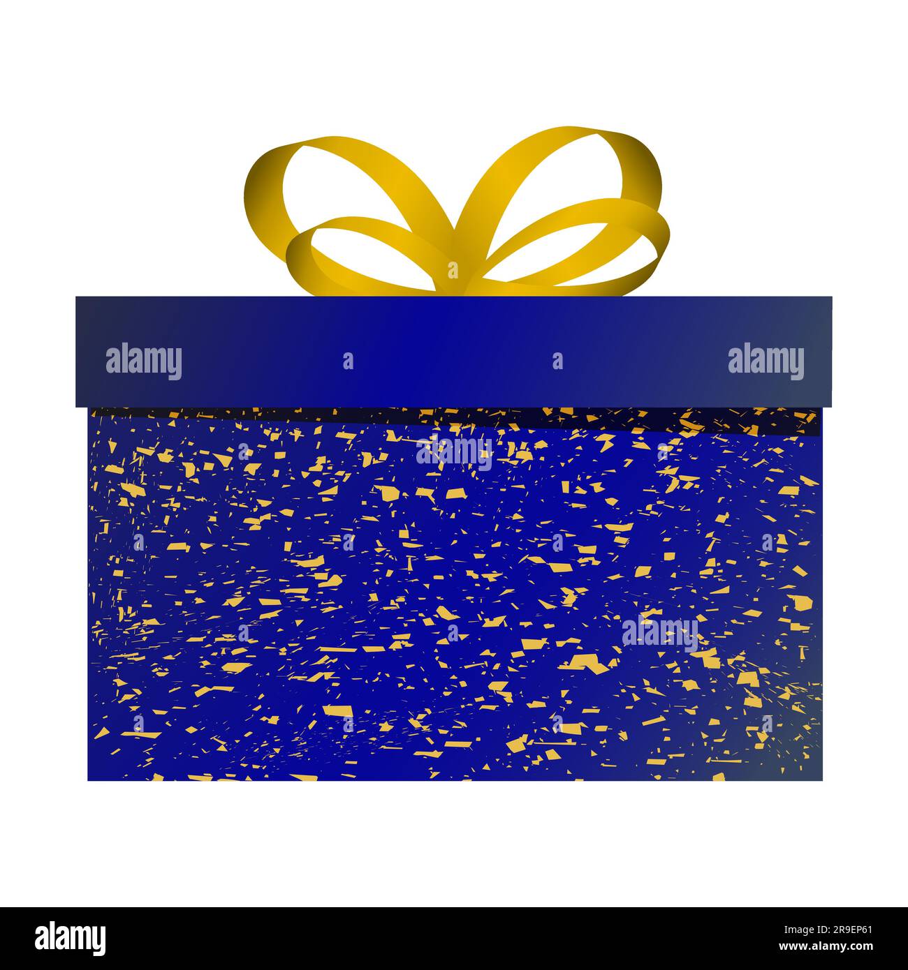 Blaue Geschenkbox mit Glitzer und Band Symbol Designelement Vektorabbildung. Isoliert auf weißem Hintergrund Stock Vektor