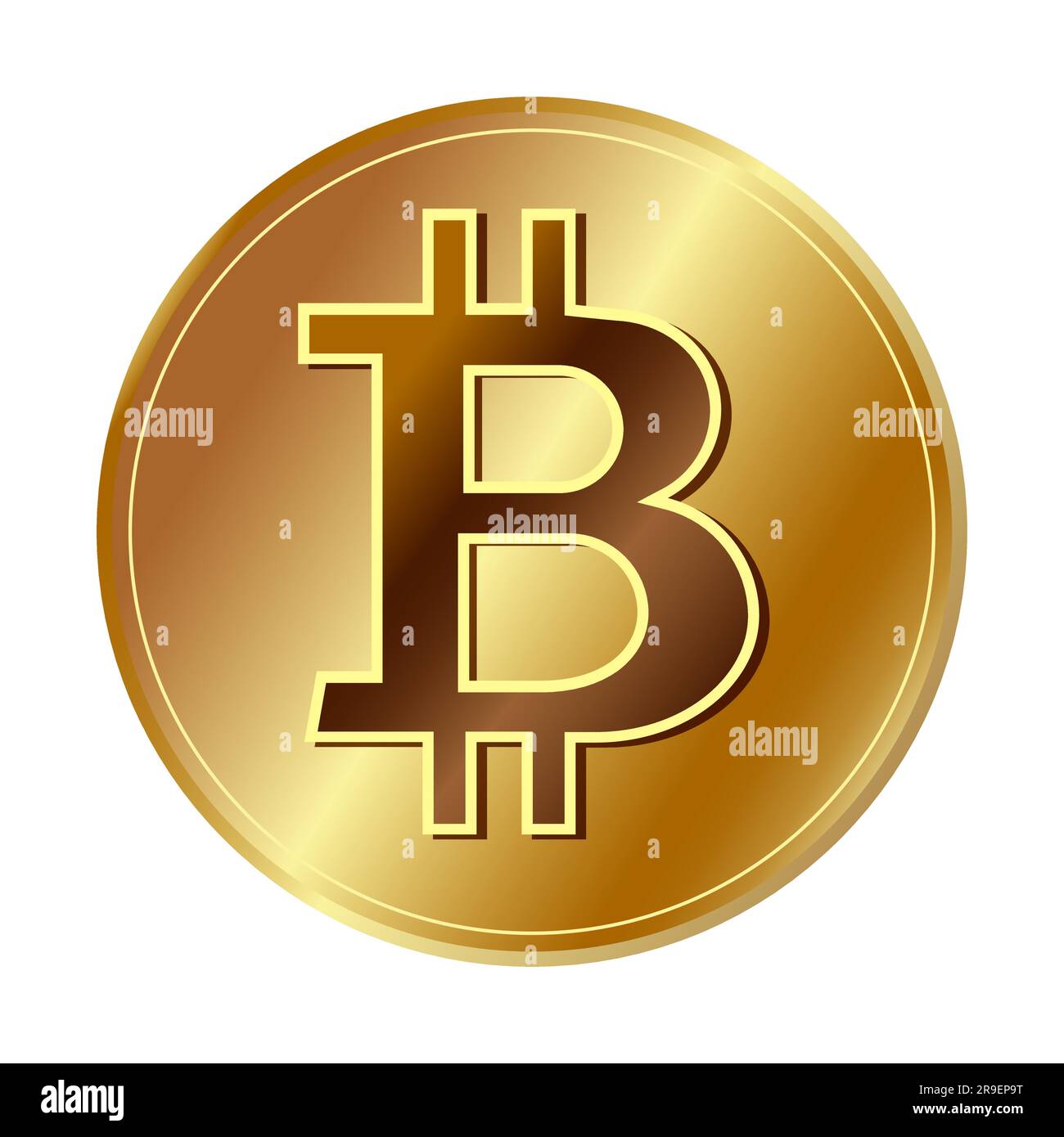 Goldenes Bitcoin-Symbol Goldenes Münzsymbol Gelddesign Währungsschild in Gold Vektordarstellung isoliert auf weißem Hintergrund Stock Vektor