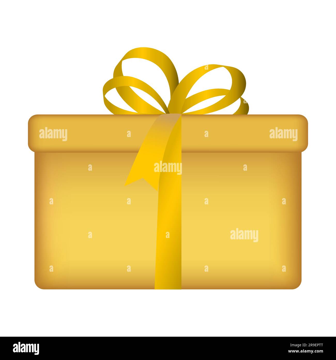 Goldene Geschenkbox mit Band Design Element Vector Illustration. Isoliert auf weißem Hintergrund Stock Vektor