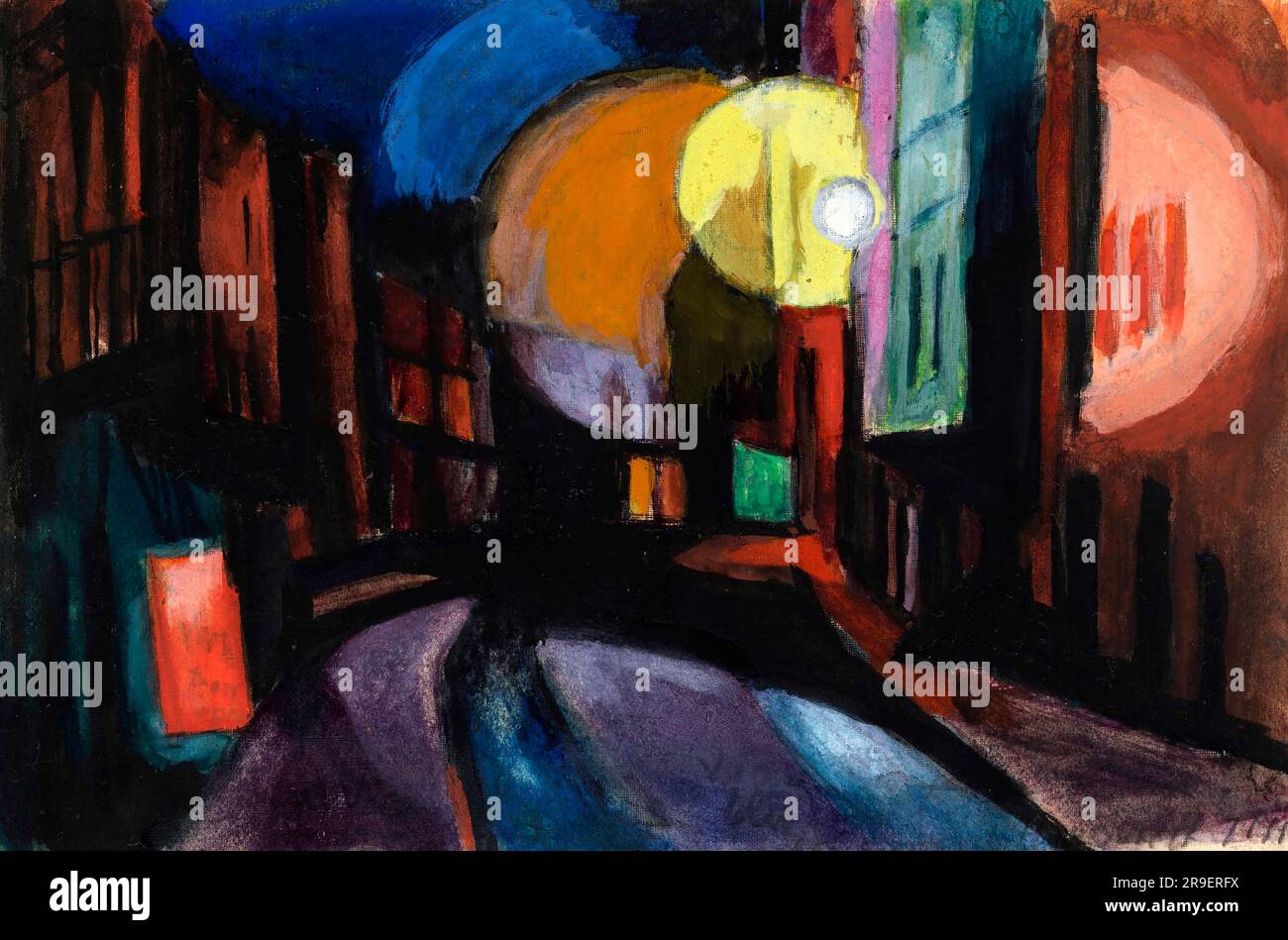Oscar Bluemner. City Scene at Night von Oscar Florianus Bluemner (1867-1938), transparentes und undurchsichtiges Aquarell auf Papier, c. 1927 Stockfoto