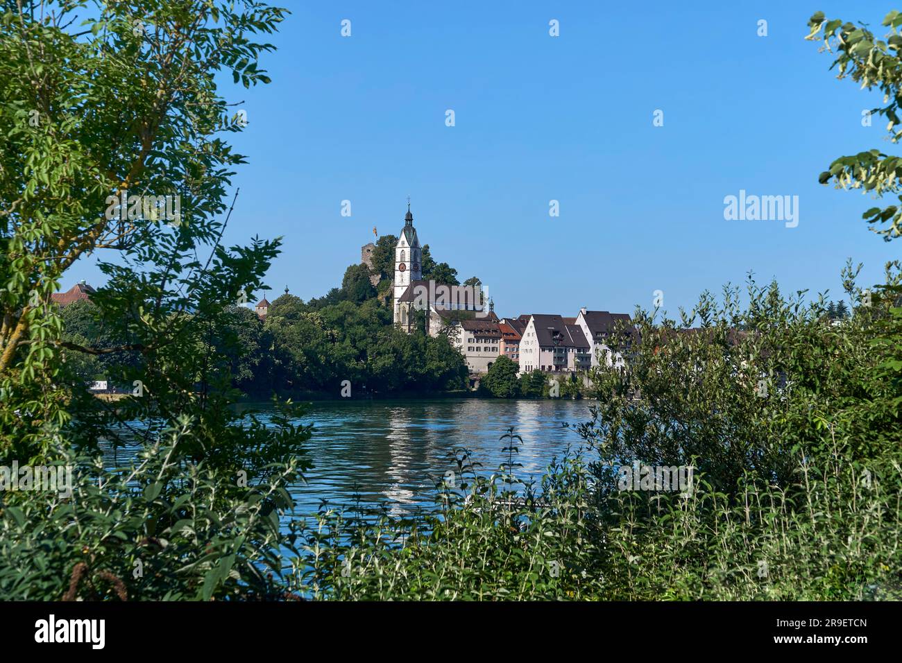 Blick von Laufenburg (Baden/Deutschland) nach Laufenburg (Aargau/Schweiz) Stockfoto