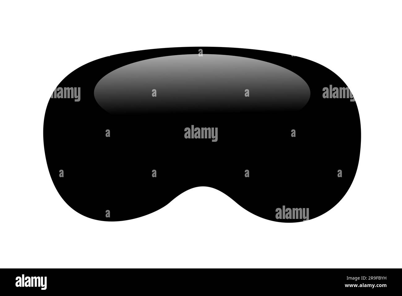 Schwarzes Virtual- und Augmented-Reality-Headset und Brille. Moderne kybernetische AR- und VR-Technologie und elektronisches Gerät. Einfache Silhouettenform. Ich Bin Es Stockfoto