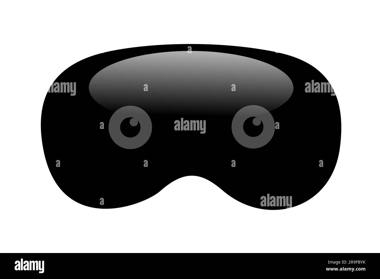 Schwarzes Virtual- und Augmented-Reality-Headset und Augen des Nutzers. Moderne kybernetische AR- und VR-Technologie und elektronisches Gerät. Einfache Silhouettenform. Il Stockfoto
