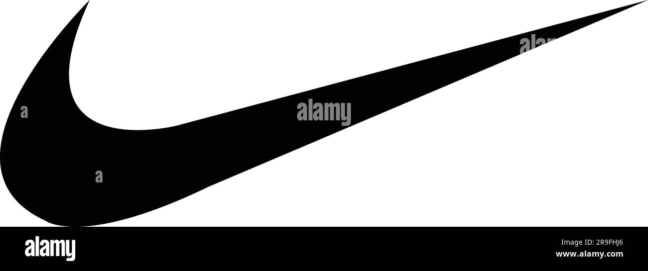 Nike Sportswear Markenlogo. Schwarzes Logo der Schuhmarke auf transparentem Hintergrund Stock Vektor