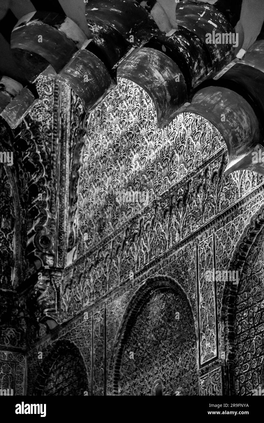 Innenansicht und dekorative Details der herrlichen Moschee von Cordoba. Heute ist die Mezquita-Kathedrale, Andalusien, Spanien. Stockfoto