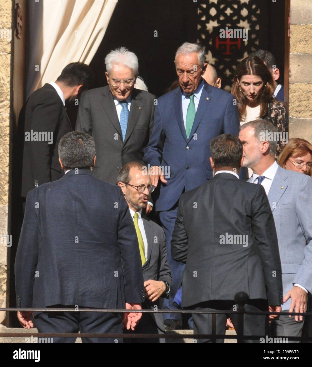 Palermo, Italien. 26. Juni 2023. DER KÖNIG VON SPANIEN FELIPE VI. DER PRÄSIDENT DER REPUBLIK SERGIO MATTARELLA UND DER PRÄSIDENT PORTUGALS IN PALERMO auf dem Foto der König von Spanien Felipe VI. Mit dem Präsidenten der Republik Sergio Mattarella und dem Präsidenten Portugals Marcelo Rebelo De Sousa besuchen Sie die Kathedrale von Palermo auf 4 Canti und die Kirche San Giovanni degli Eremiti Kredit: Unabhängige Fotoagentur/Alamy Live News Stockfoto