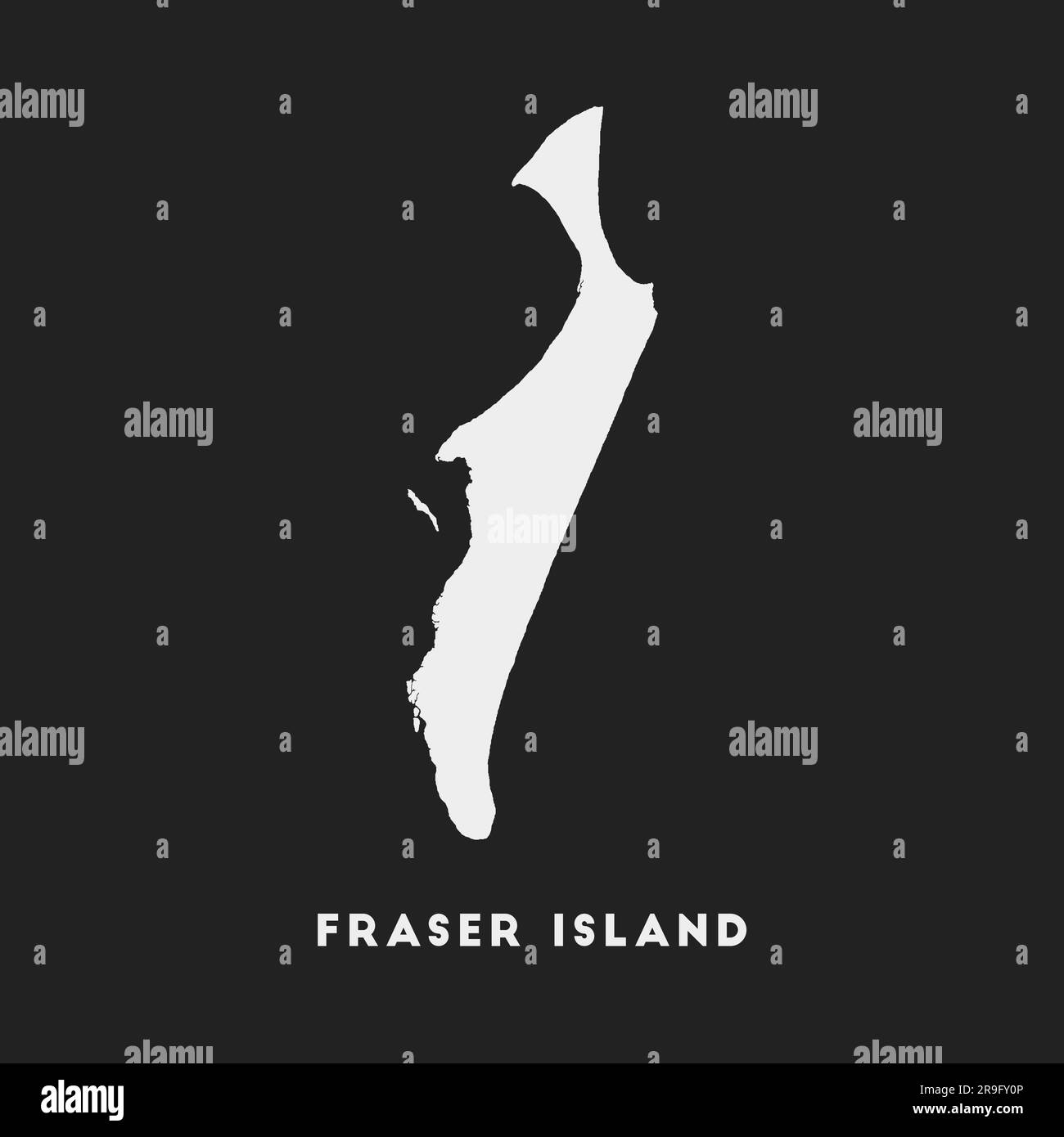 Fraser Island-Symbol. Karte auf dunklem Hintergrund. Stilvolle Fraser Island Karte mit Namen. Vektordarstellung. Stock Vektor