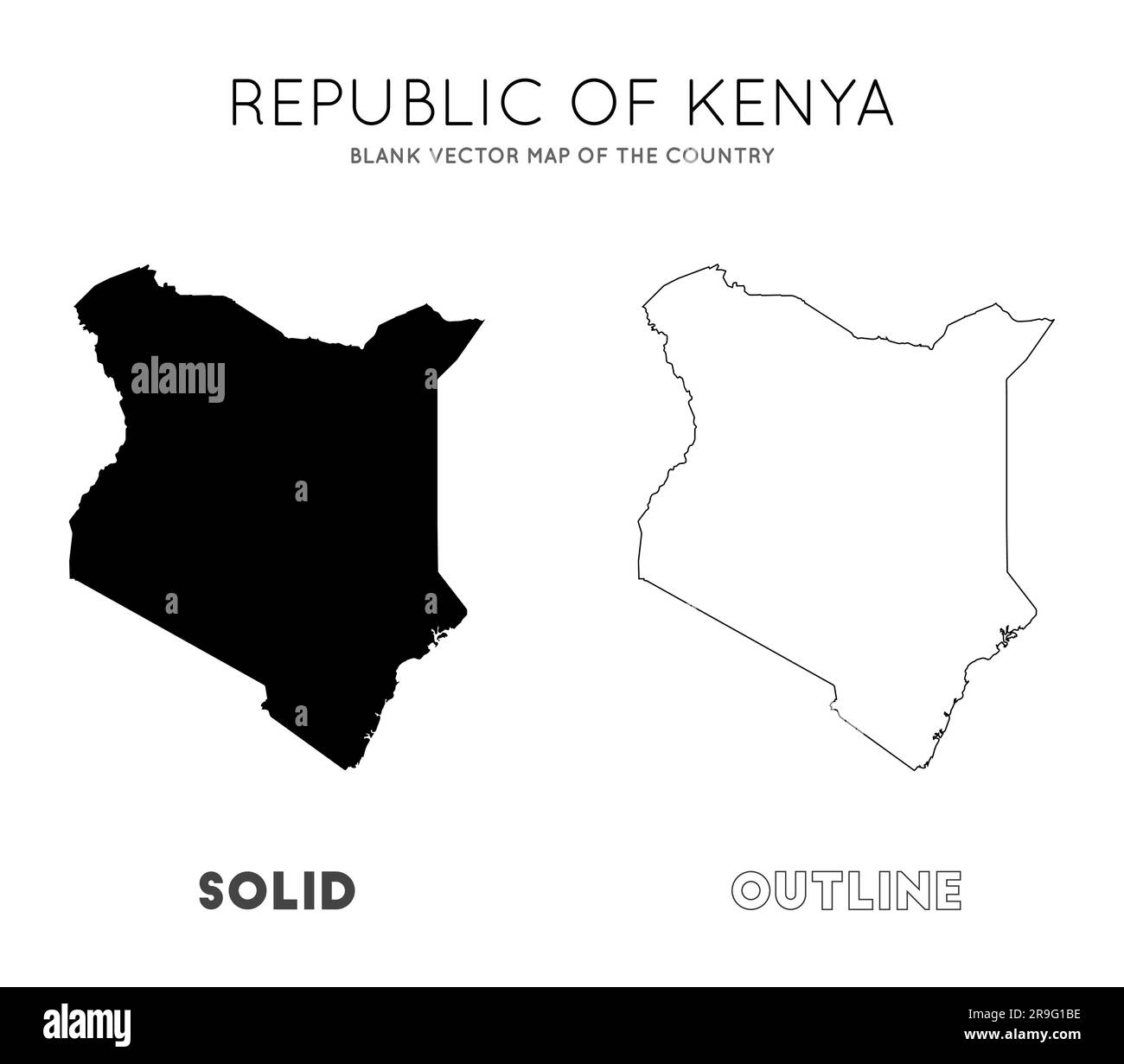 Karte Kenia. Leere Vektorkarte des Landes. Grenzen von Kenia für Ihre Infografik. Vektorabbildung. Stock Vektor