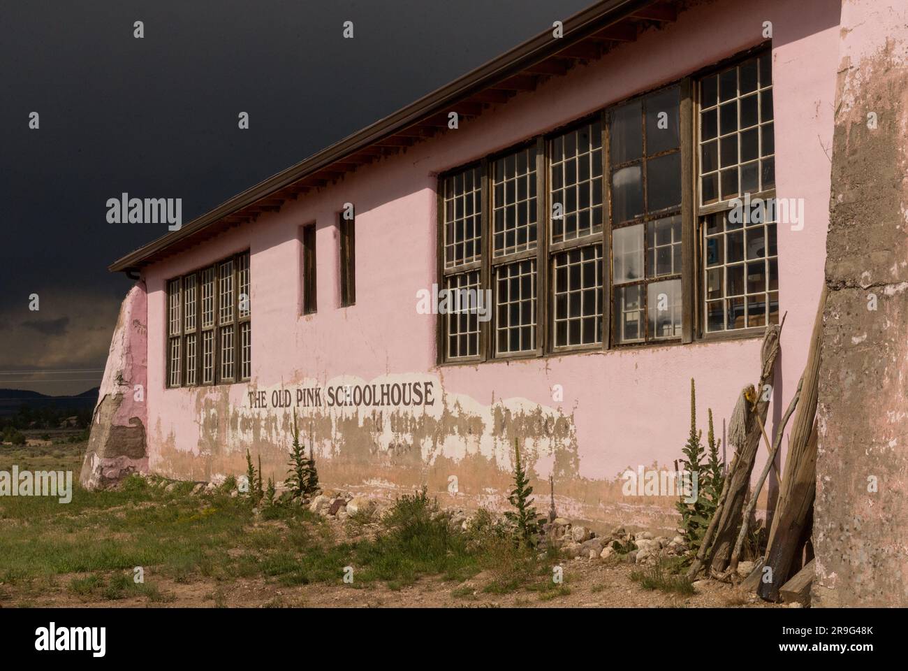 Das Old Pink Schoolhouse, New Mexico Stockfoto