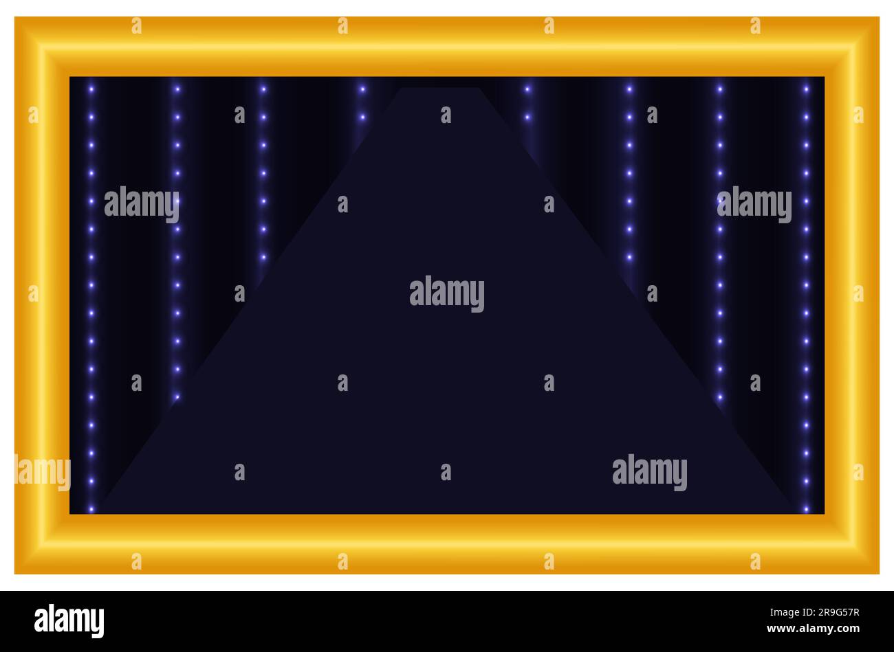 Goldener rechteckiger Rahmen Raum kopieren Goldenes Designelement Horizontale Vektordarstellung isoliert auf weißem Hintergrund Stock Vektor