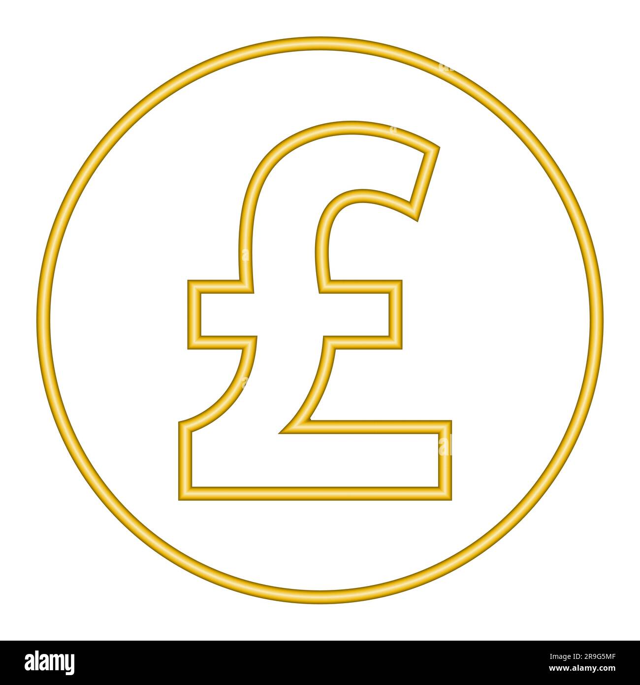 3D Pfund Sterling Goldsymbol Goldenes Münzsymbol Gelddesign Währungszeichen in goldenem Kreis Vektordarstellung isoliert auf weißem Hintergrund Stock Vektor