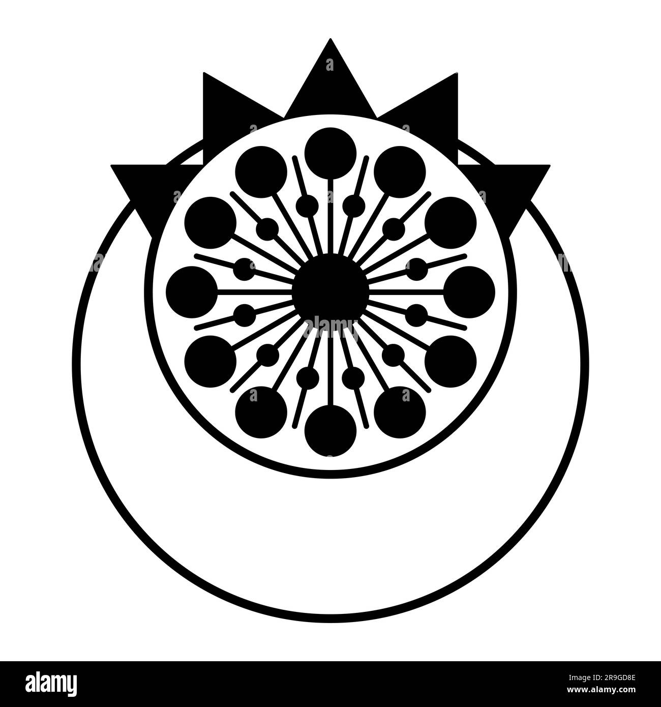 Symbol einer Mikro-Nova und Sonnenblitz, verkündet die bevorstehende Veränderung und den evolutionären und dimensionalen Sprung der Menschheit und der Welt. Stockfoto