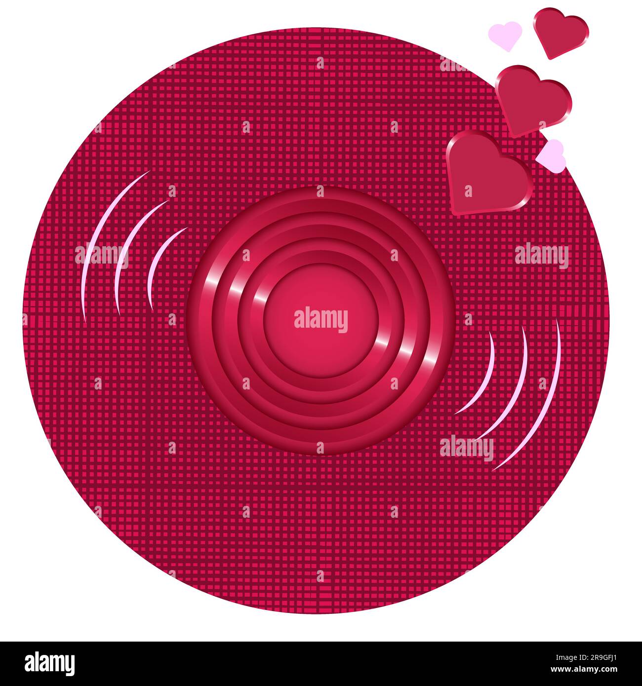 Rundfunk. Love Song Icon Grunge Textur in Kreisform Retro Dekorationselement Weihnachtsdesign Vektor Illustration isoliert auf Weiß Stock Vektor