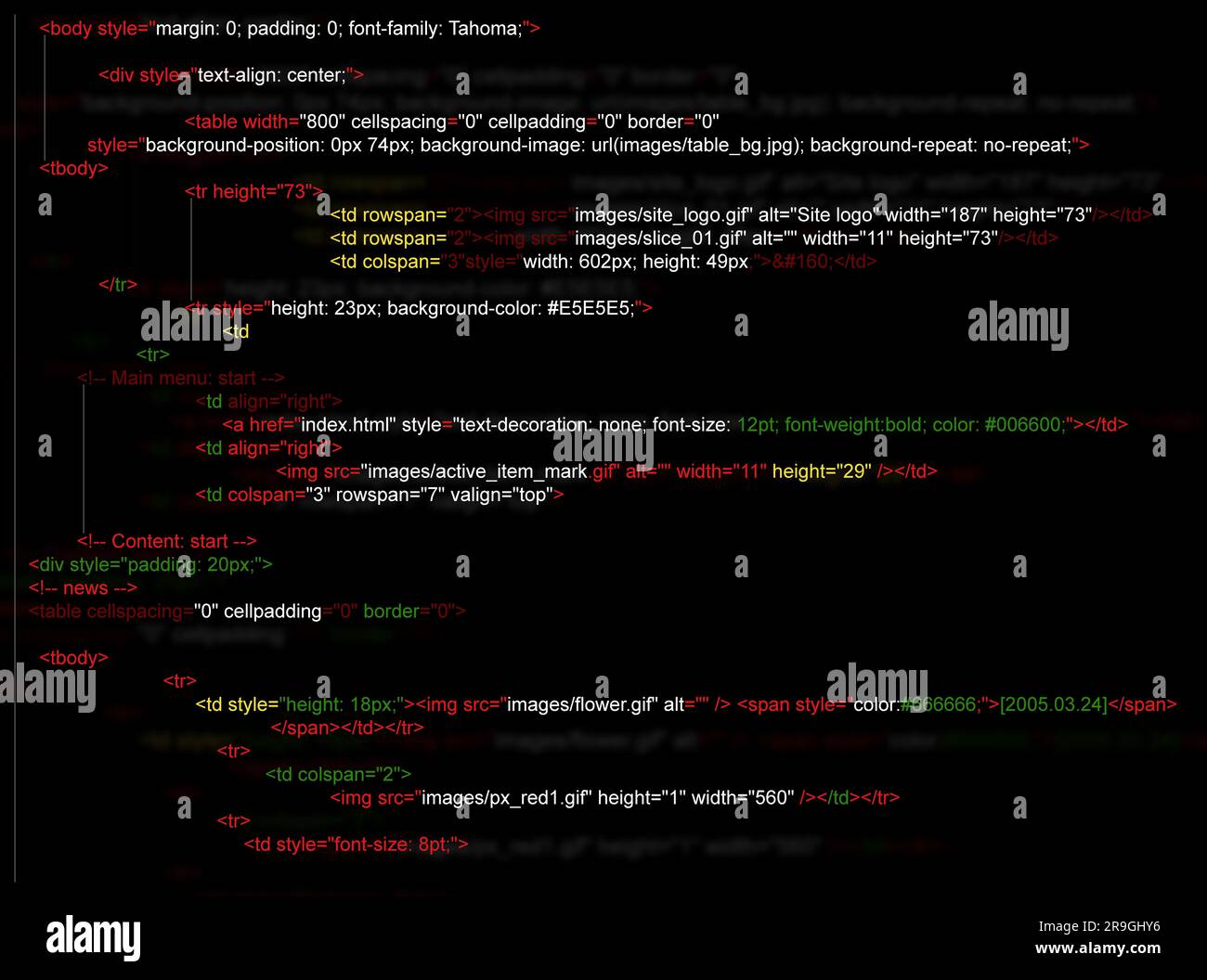 Quellcode in Programmiersprache auf schwarzem Hintergrund geschrieben Stockfoto