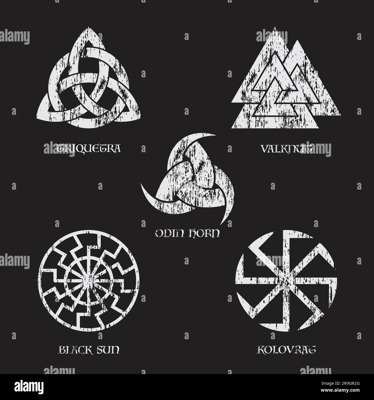 Scandinavian viking Grunge Symbole gesetzt Stock Vektor