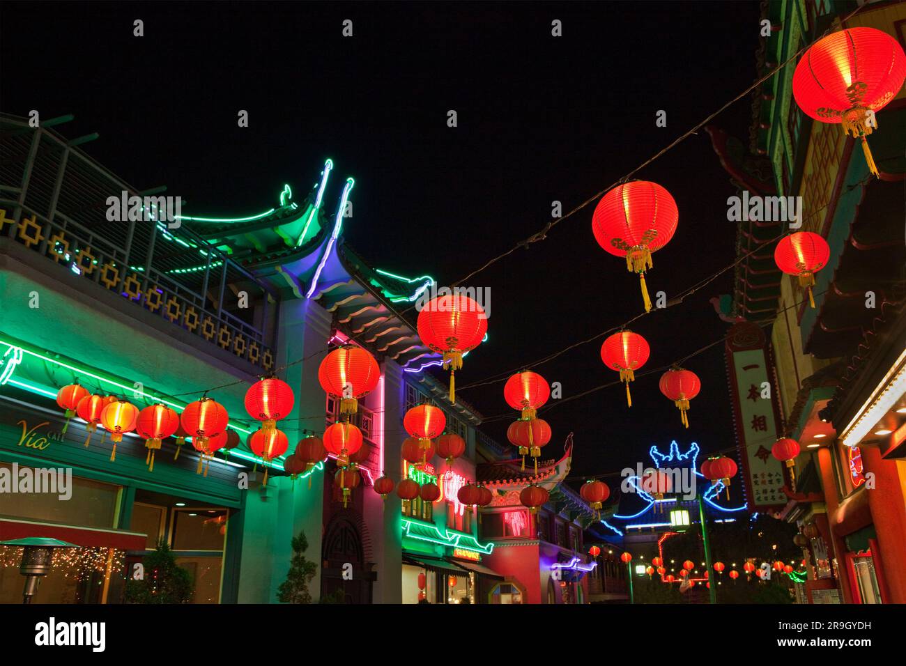 Laternen Abend Chinatown Los Angeles CA H Stockfoto