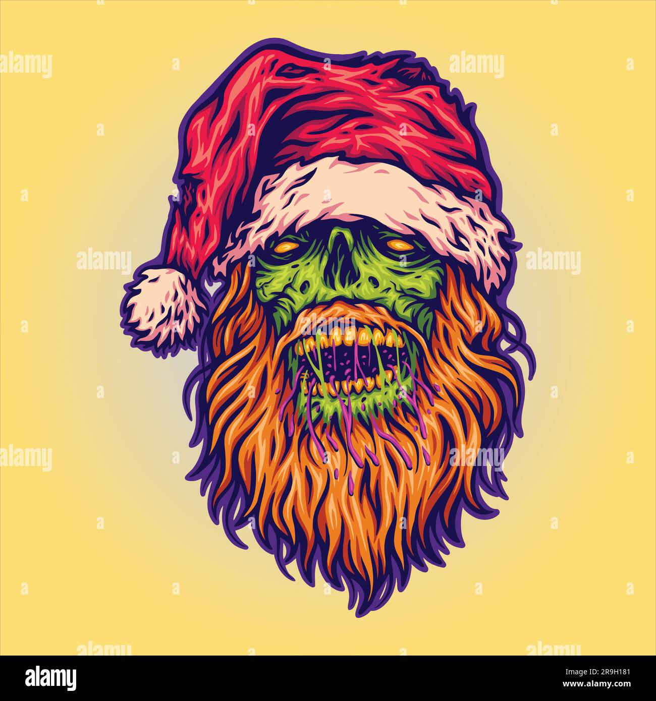 Zombie santa claus mit faulem Gesicht auf weihnachten Albtraum Illustrationen Vektorbilder für Ihr Arbeitslogo, Merchandise-T-Shirt, Aufkleber und La Stock Vektor