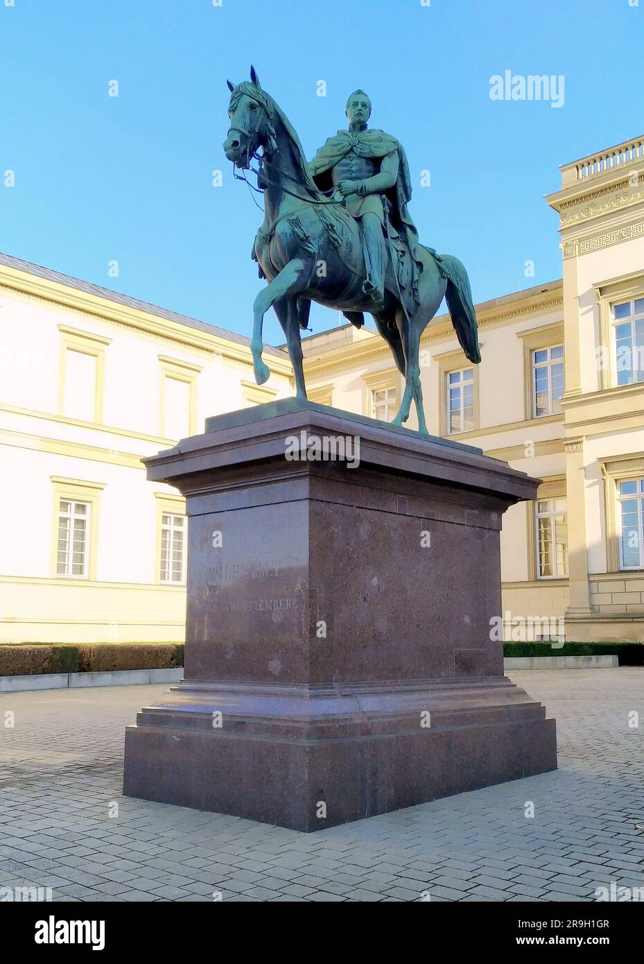 Reiterstatue von Kaiser Wilhelm I. im Innenhof der Alten Staatsgalerie, Alte Staatsgalerie, Stuttgart Stockfoto