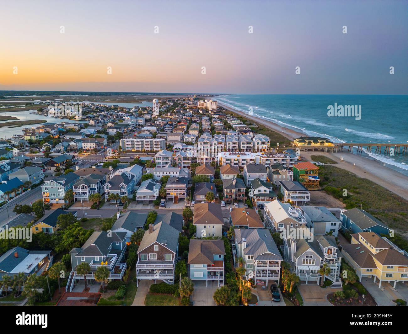 Wrightsville Beach, North Carolina, USA bei Sonnenuntergang. Stockfoto