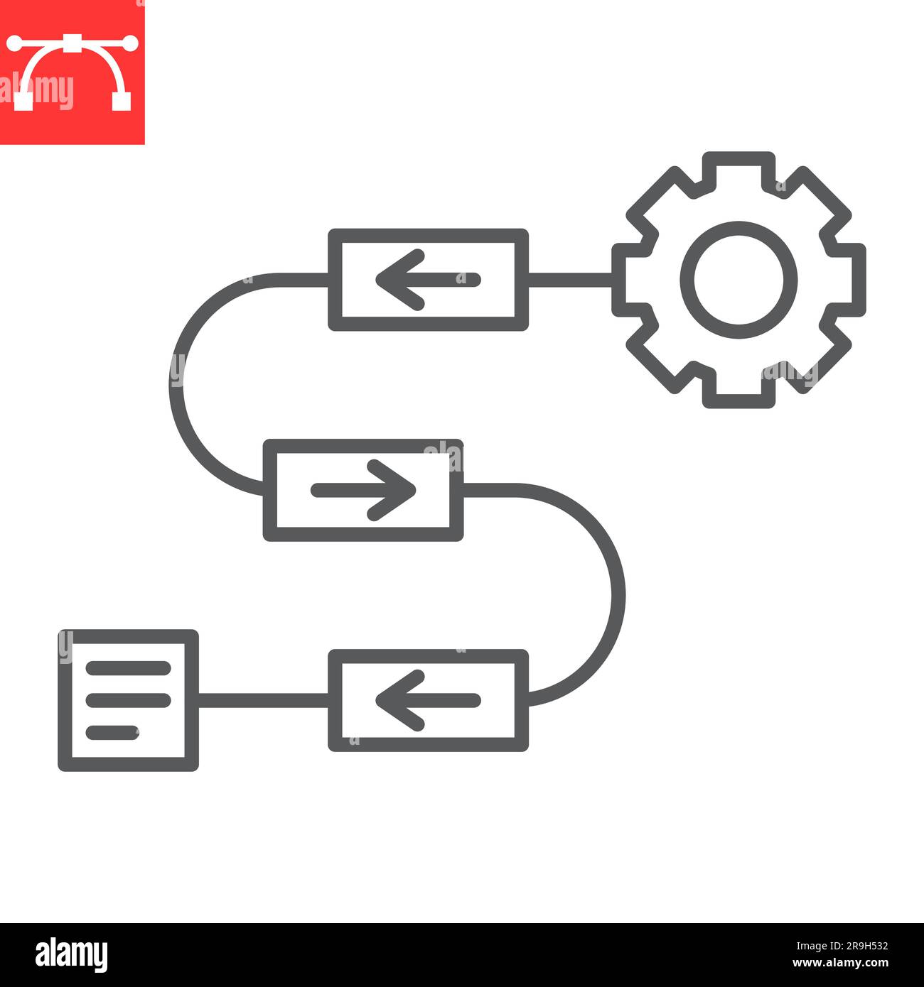 Workflow-Liniensymbol, Technologie und künstliche Intelligenz, Vektorsymbol für digitale Lösung, Vektorgrafiken, editierbares Konturzeichen, eps 10. Stock Vektor