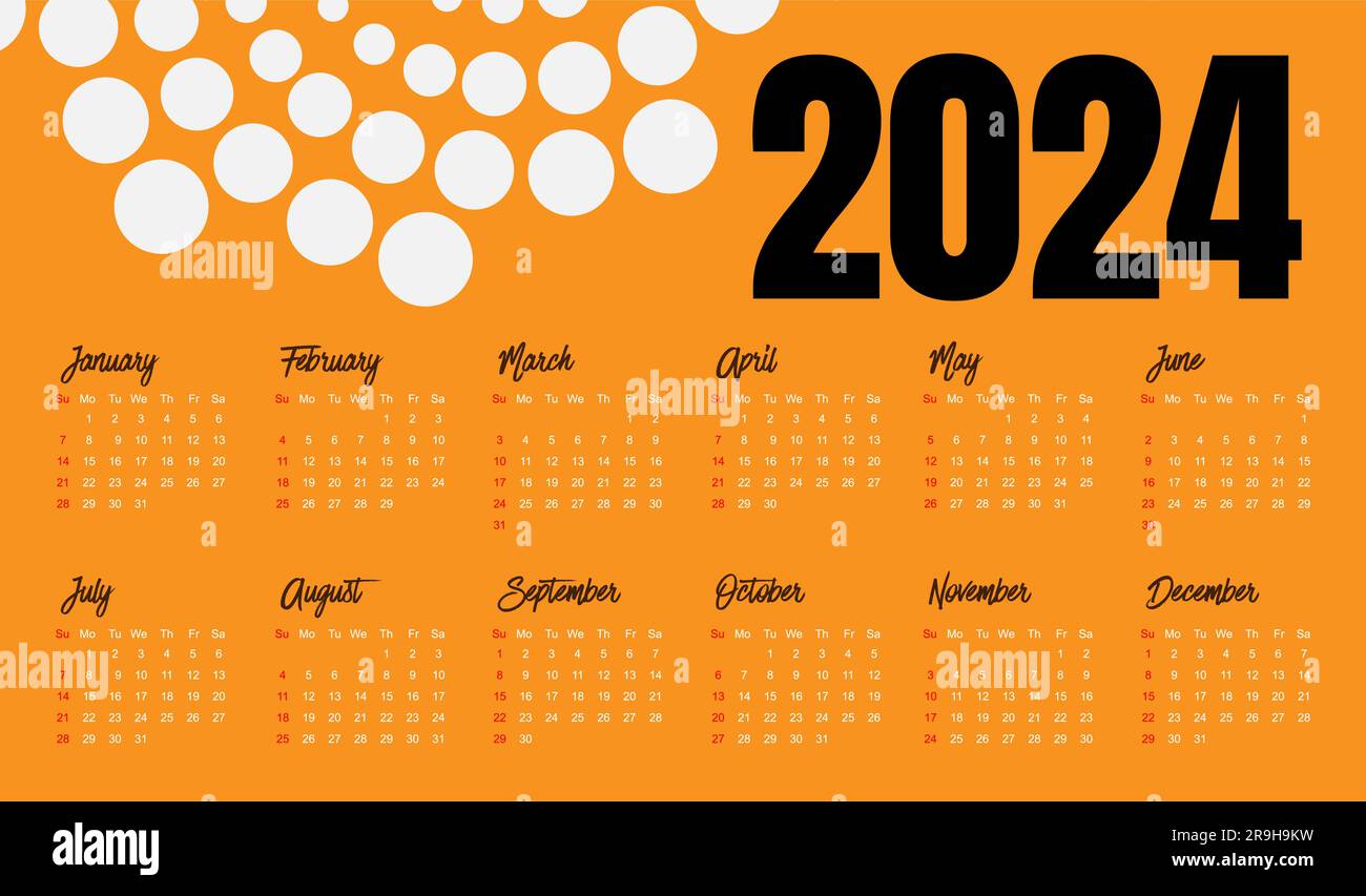 Kalender 2024 Vorlagenvektor, einfaches minimales Design