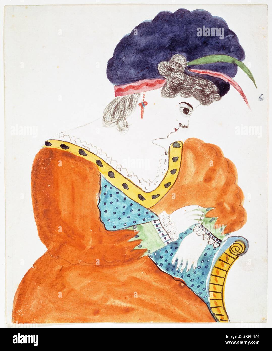 Mary Ann Wilson, junge Frau mit Turban, Porträtgemälde in Aquarell, 1800-1825 Stockfoto