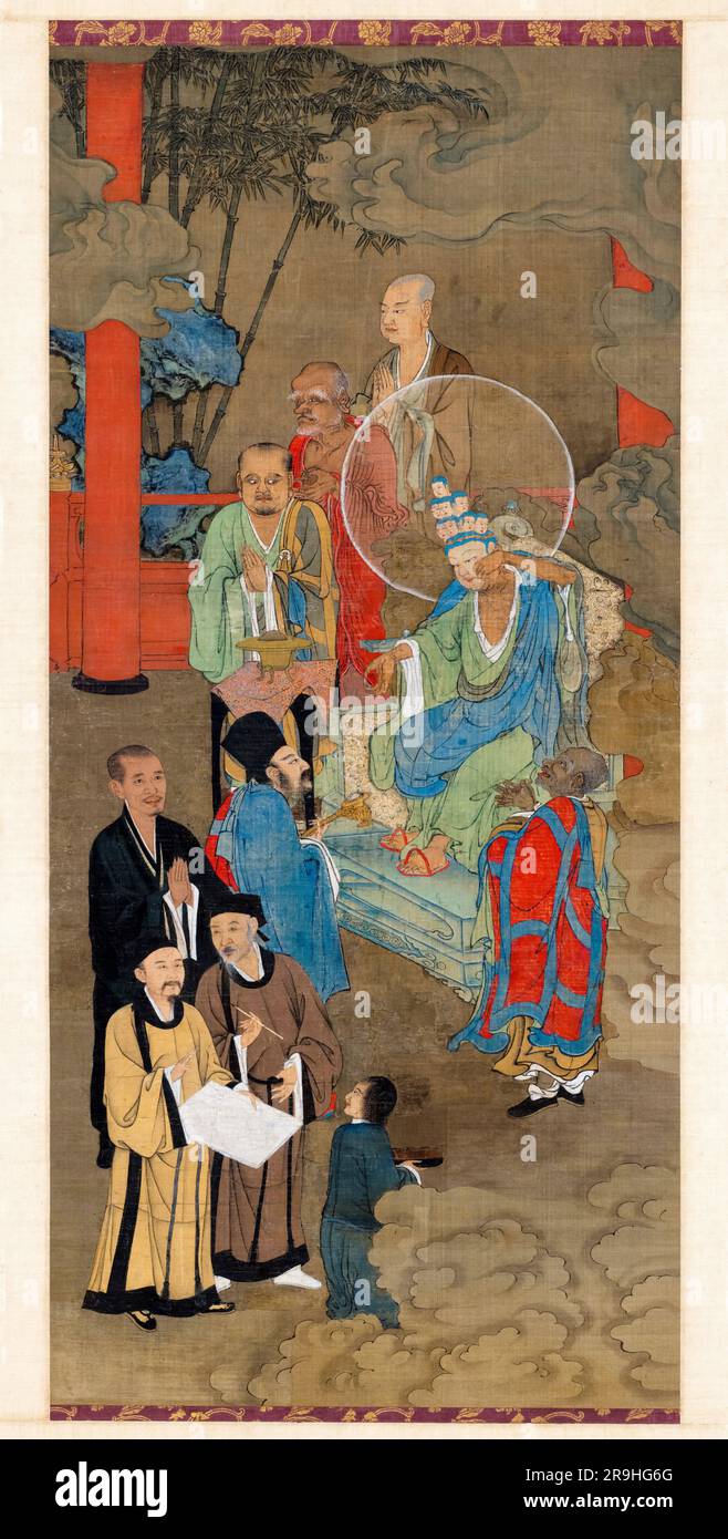 Zhou Jichang, Lohan, manifestiert sich als elfköpfiger Guanyin, malt in Tinte und Farbe auf Seide, um 1178 Stockfoto