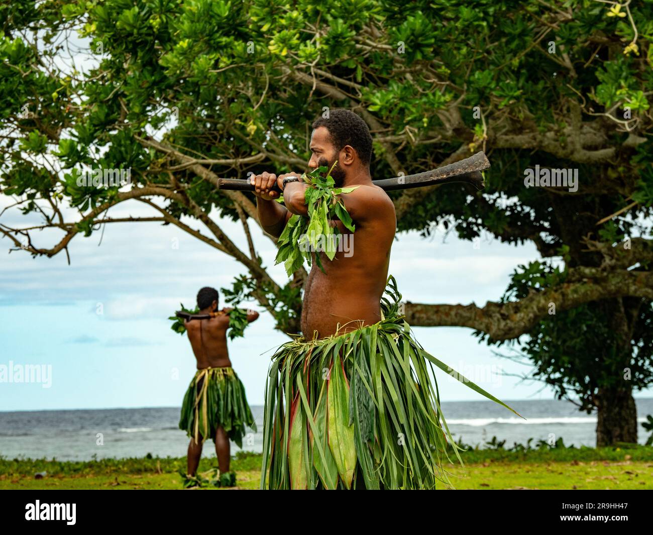 Eine traditionelle Kava-Zeremonie im fidschianischen Dorf Waitabu, Taveuni, Fidschi Stockfoto