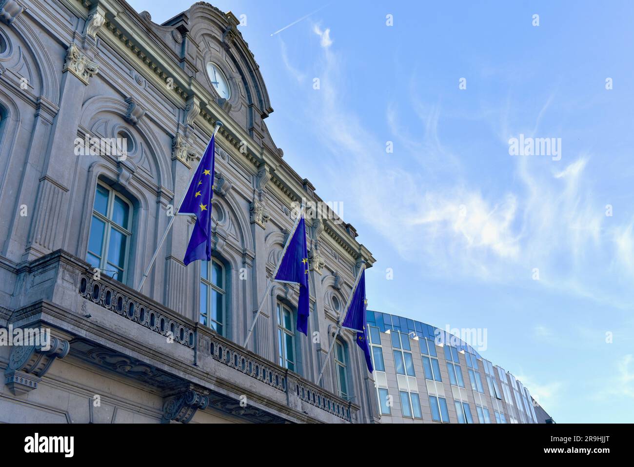 Gebäude des Infopoint des Europäischen Parlaments auf der Place du Luxembourg, Brüssel Stockfoto