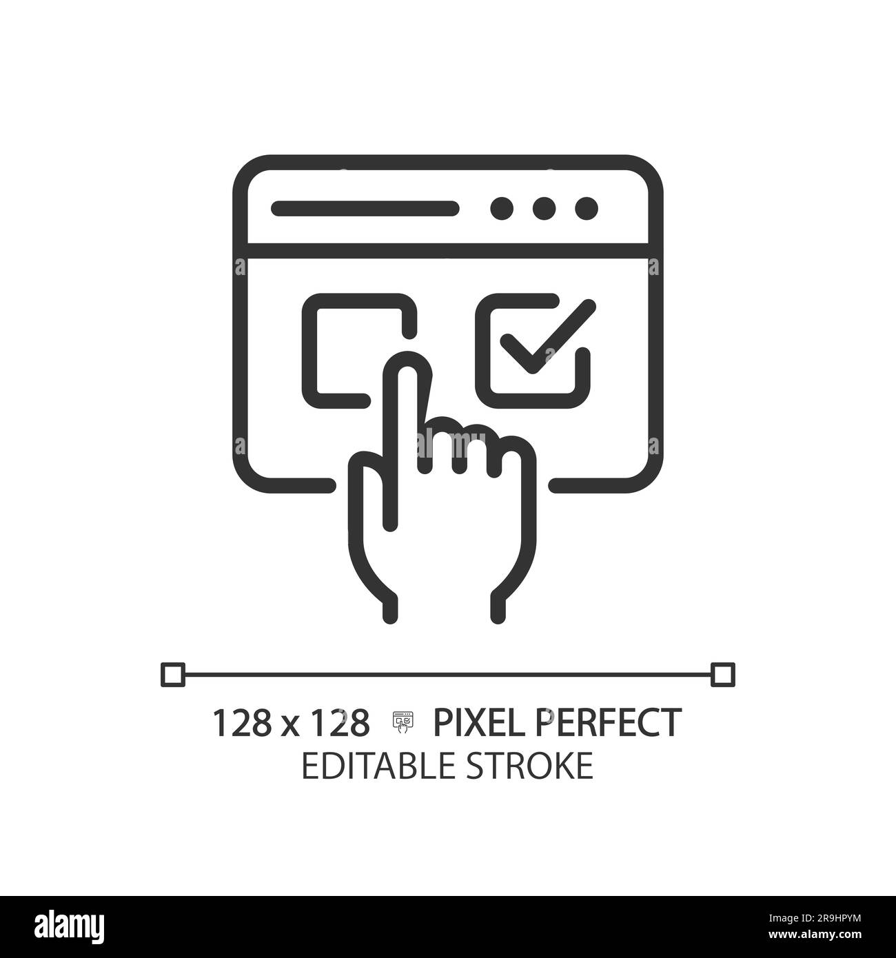 2D Pixel Perfect Electronic Voting, dünnes Liniensymbol Stock Vektor