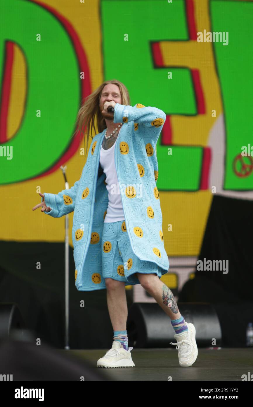 24. Juni 2023 London UK Sam Ryder präsentiert am zweiten Tag von American Express den BST Hyde Park in London, Großbritannien. Stockfoto