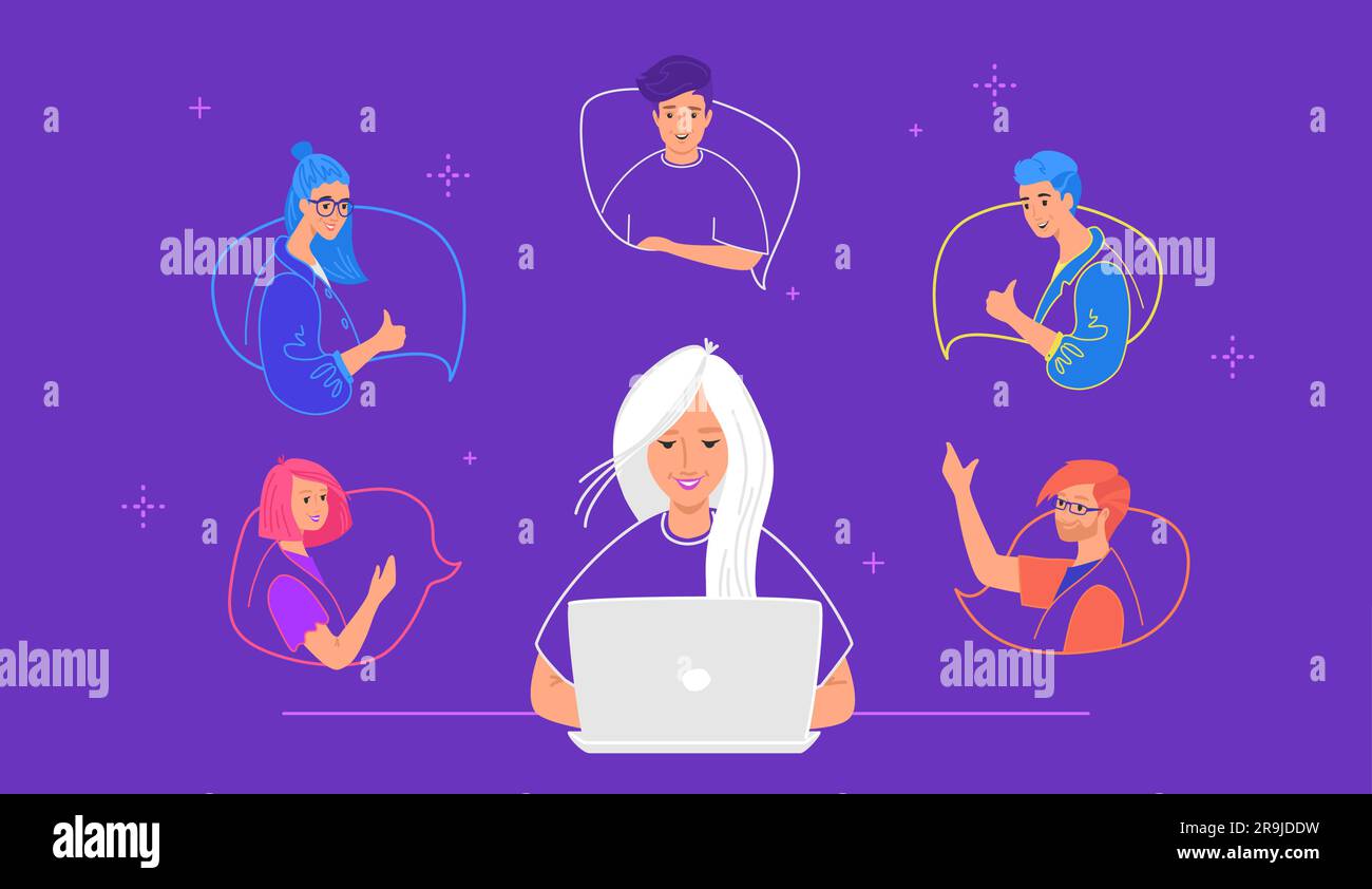 Webinar-Online-Konferenz für junge Menschen Stock Vektor