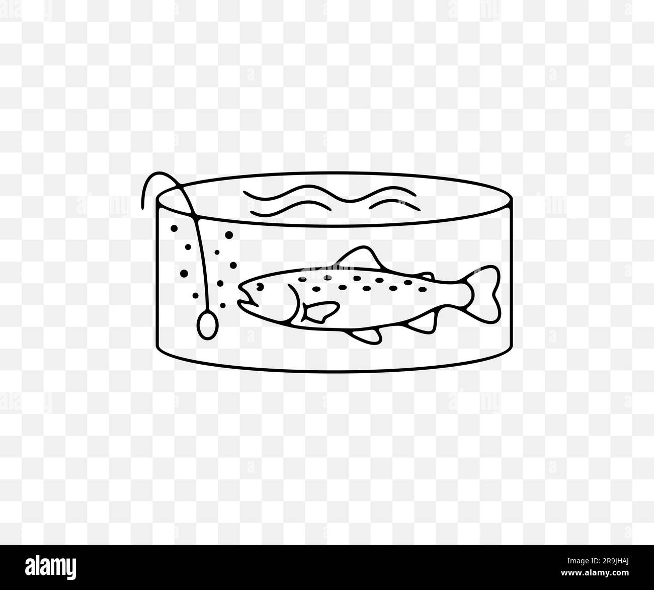 Fischzucht oder Fischzucht, Regenbogenforelle in gefiltertem Pool, lineares Grafikdesign. Fisch, Fischerei, Tiere, Aquakultur, Fischzucht und Marikultur, vektor Stock Vektor
