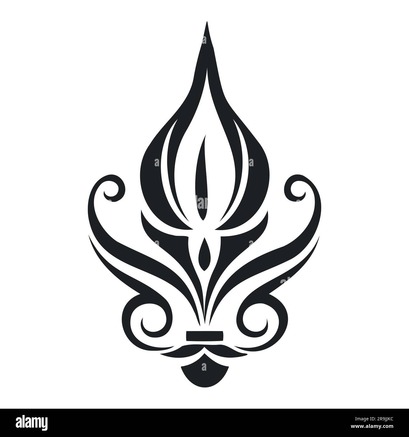 Abstraktes Kerzensymbol. Stilisiertes brennendes Feuer. Das Symbol der Romantik. Darstellung isolierter Vektoren auf weißem Hintergrund. Stock Vektor