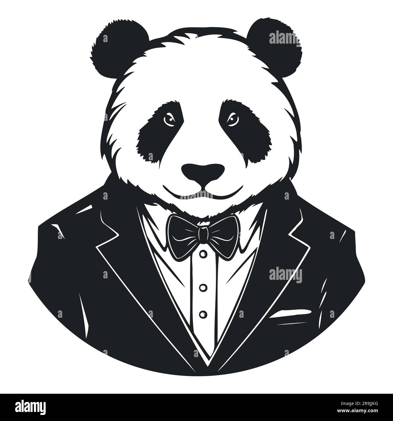 Porträt von Panda im Anzug, handgemalte Illustration, Vektor Stock Vektor