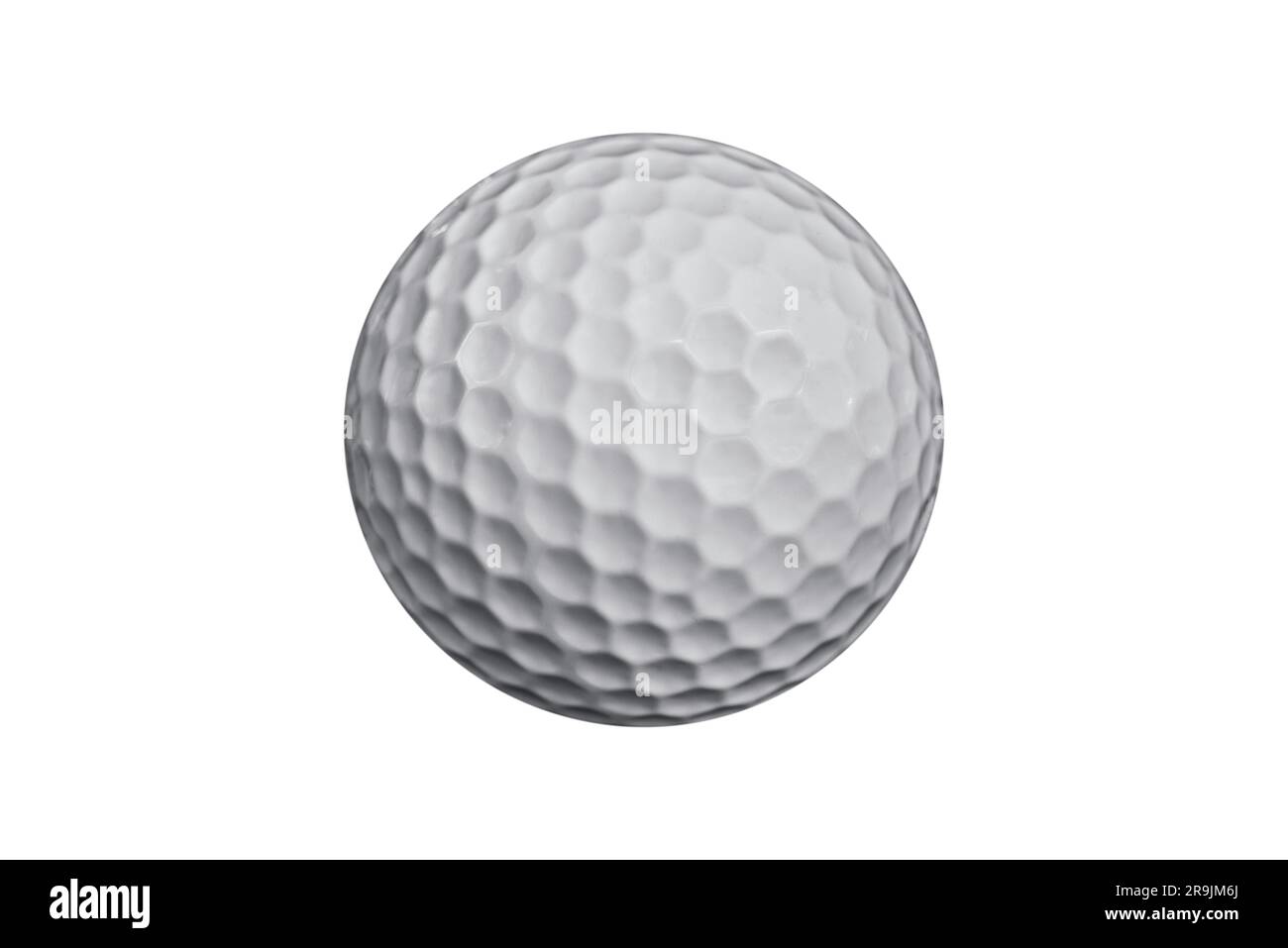 Nahaufnahme des isolierten Golfballs auf weißem Hintergrund Stockfoto