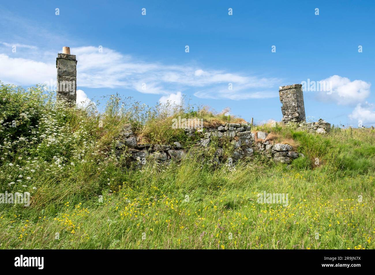 Ruined croft bei Kilmoluaig, Isle of Tiree, Schottland, Großbritannien. Stockfoto