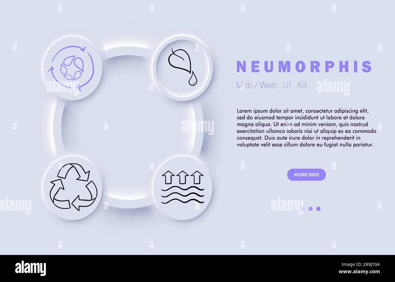 Symbol für umweltfreundliche Materialien. Nachhaltige Materialien, umweltfreundliche Produkte, erneuerbare Ressourcen. Neomorphismus. Symbol für Vektorlinie Stock Vektor