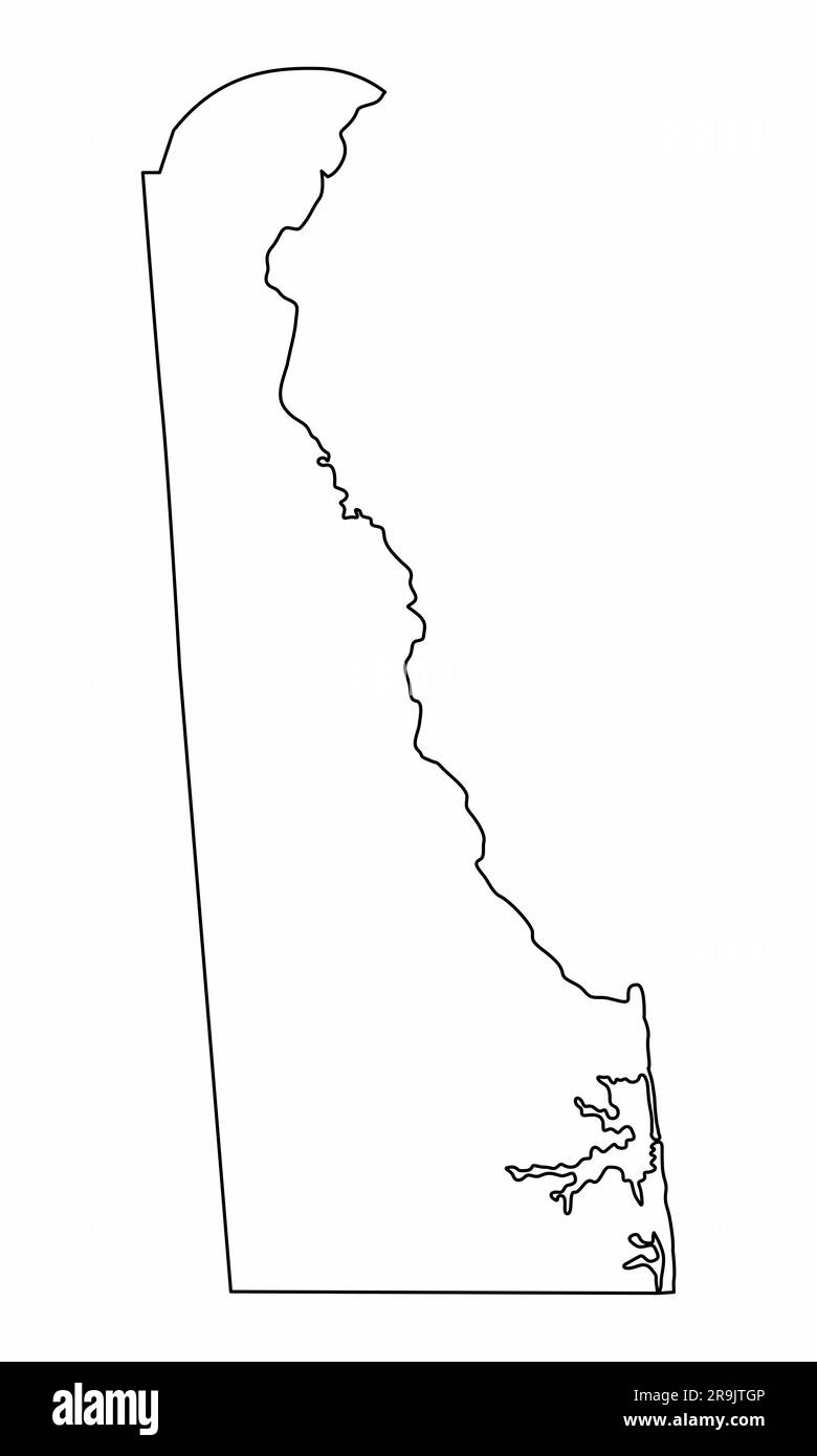 Kartenumriss von Delaware, isoliert auf weißem Hintergrund Stock Vektor