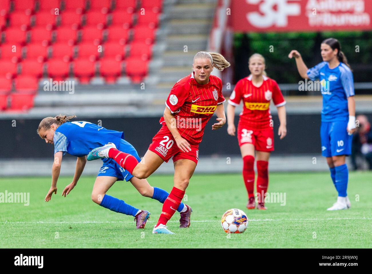 Aalborg, Dänemark. 21., Juni 2023. Anna Walter (20) vom FC Nordsjaelland während des Finales des Gjensidige Kvindepokal zwischen dem FC Nordsjaelland und der Fortuna Hjorring im Aalborg Portland Park in Aalborg. (Foto: Gonzales Photo - Dejan Obretkovic). Stockfoto
