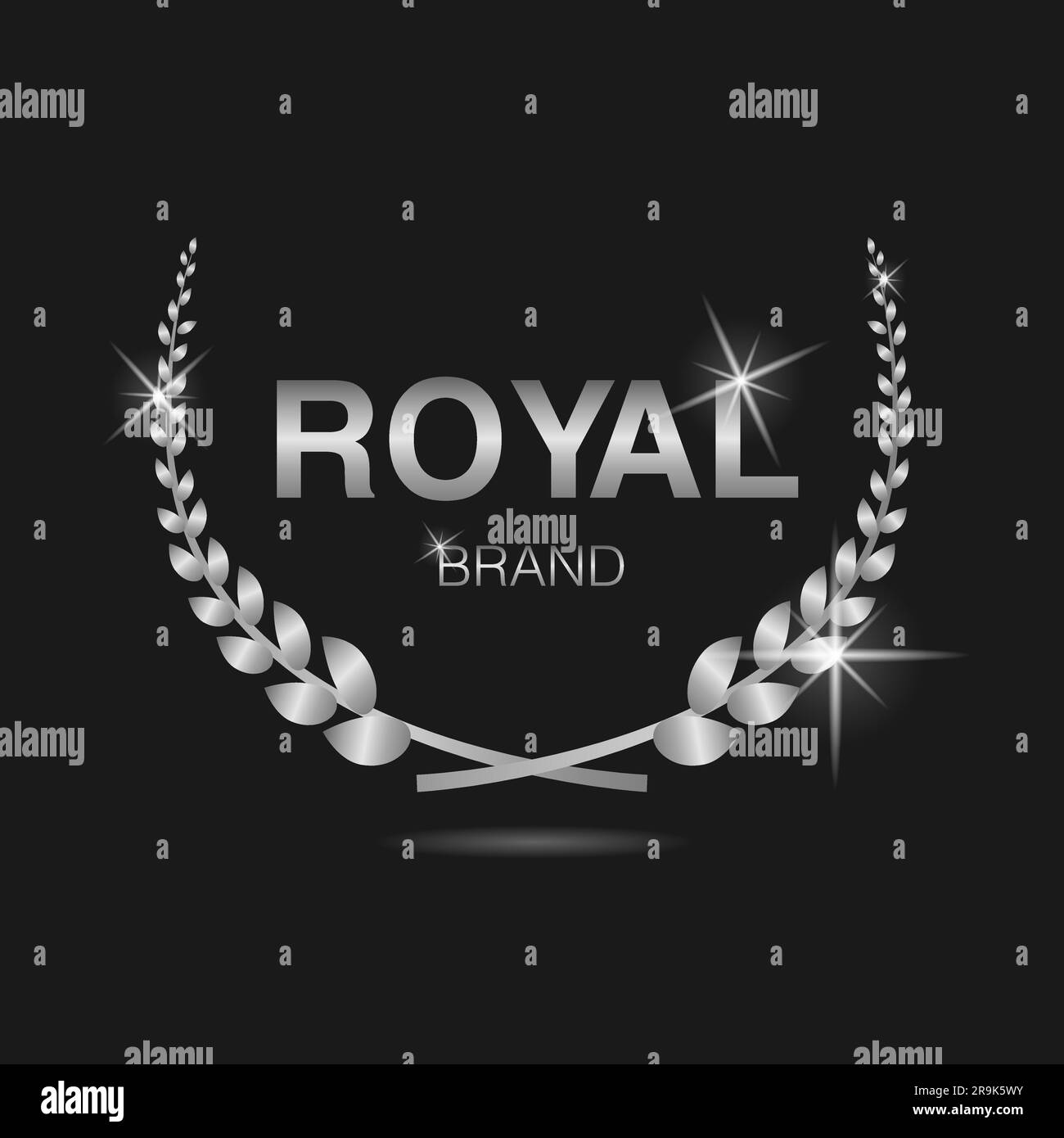 Königliches silbernes Vektoretikett für Lorbeerkranz Stock Vektor
