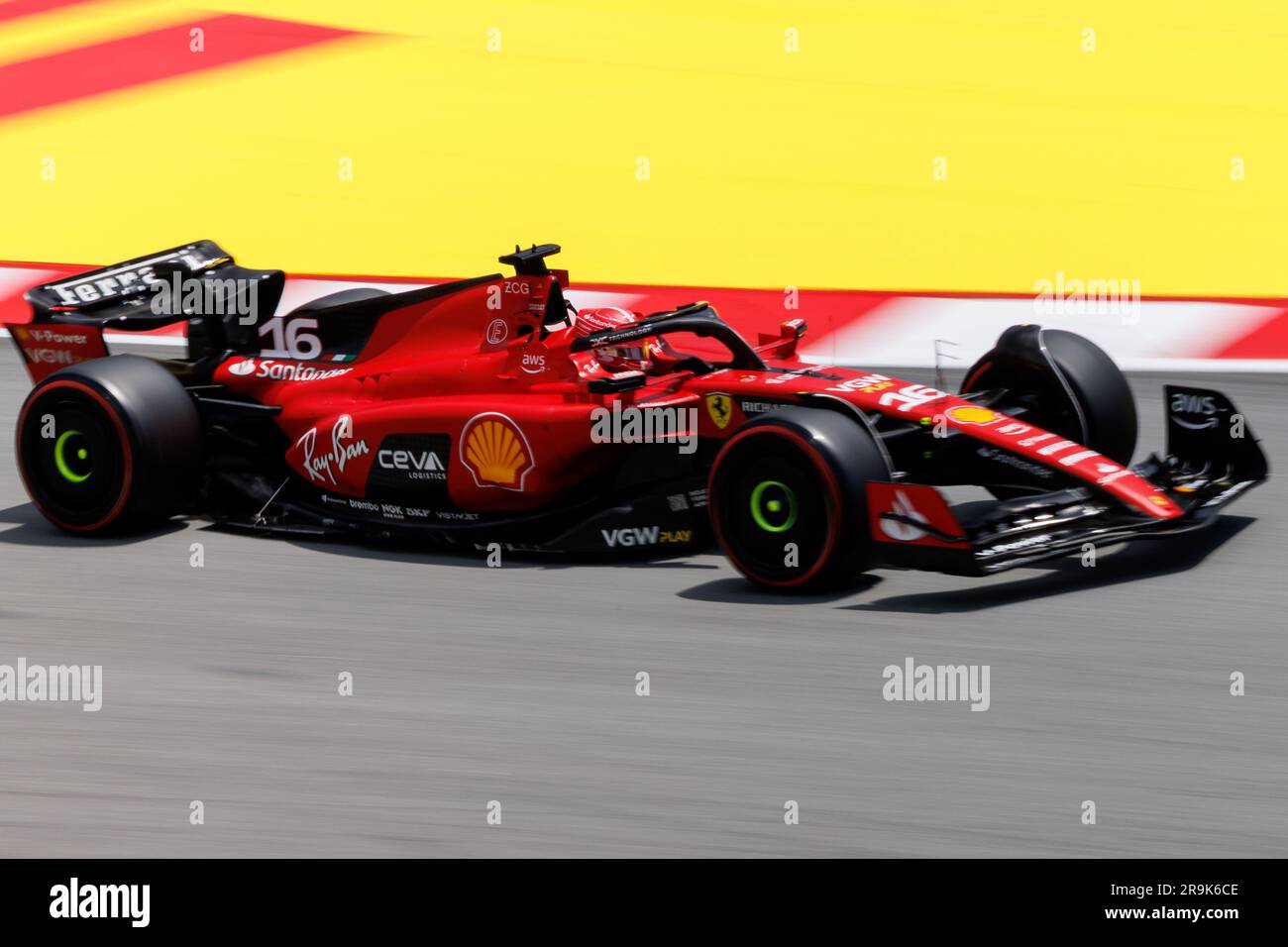 Montmelo, Spanien. 4. Juni 2023. Charles Leclerc von Monaco und Scuderia Ferrari fahren auf der Rennstrecke während des F1 Grand Prix von Spanien auf dem Circuit de Cataluny Stockfoto