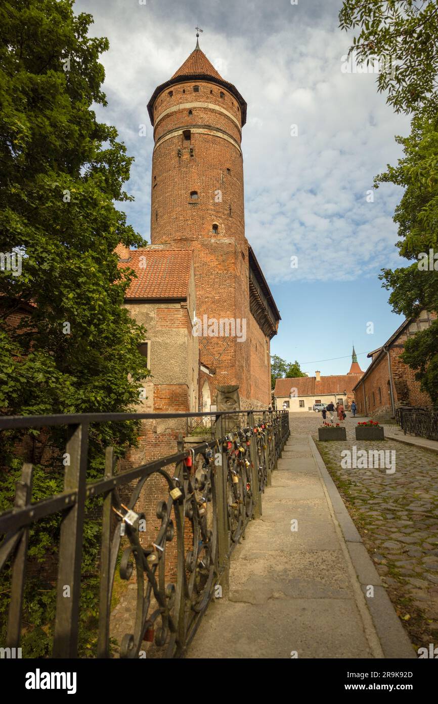 Eine Stadt in Warmia und Mazury: Olsztyn, der Lyna River, eine teutonische Burg Stockfoto