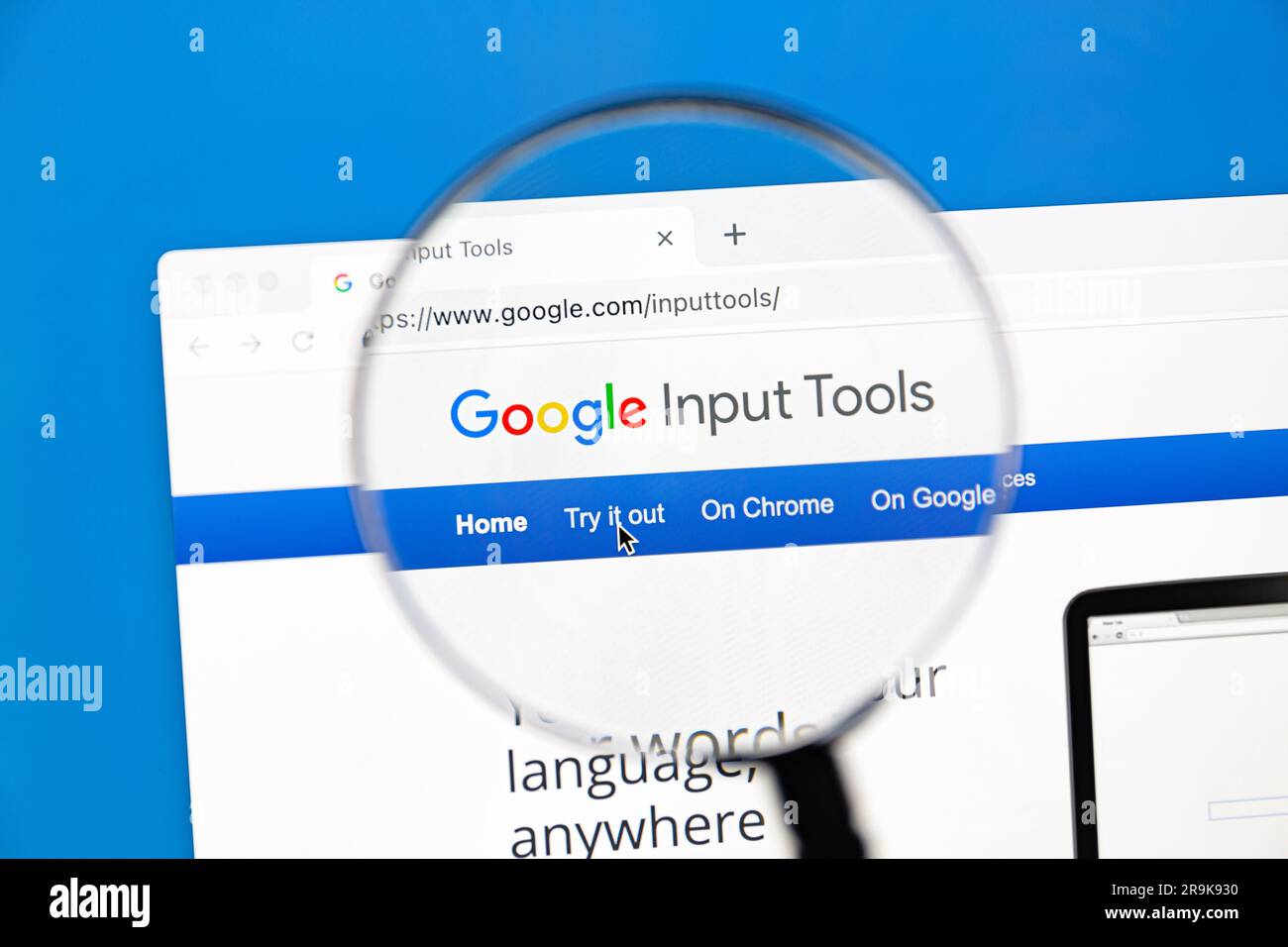 Ostersund, Schweden - 21. Februar 2023: Google Input Tools-Website Google IME, auch bekannt als Google Input Tools, ist eine Reihe von Eingabemethoden-Editoren von Google Stockfoto